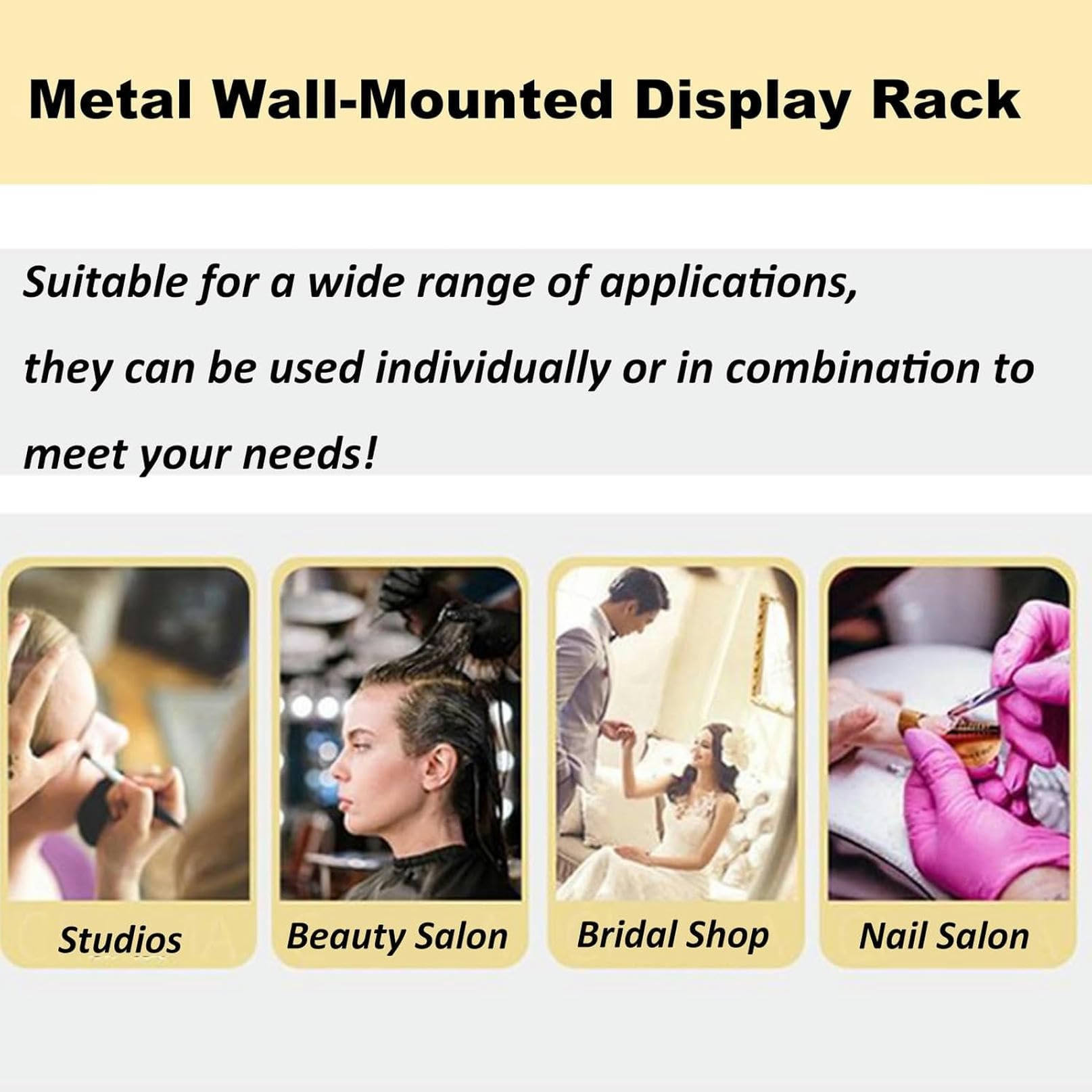 Expositor De Esmaltes De Uñas De Metal De Pared, con Forma De U, para Pintalabios, Perfumes Y Aceites Esenciales, Ideal para El Hogar, SPA, Salón De Uñas Y Tien（Black-C）
