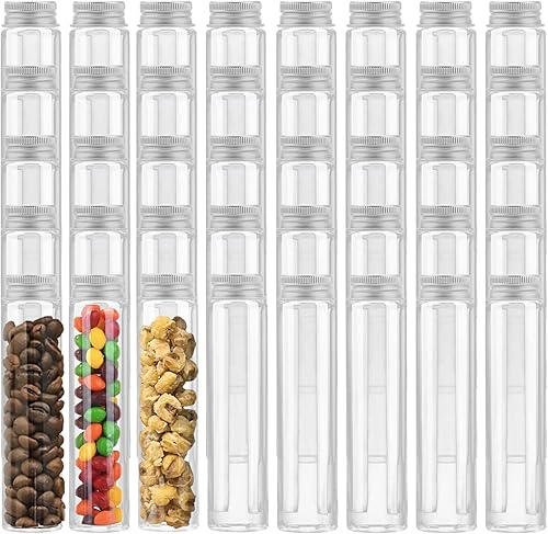 Miniatura 9 de Tubo de ensayo de plástico de 3.7 fl oz, paquete de 40 tubos de ensayo de plástico transparente, tubos de ensayo transparentes con tapa, tubos