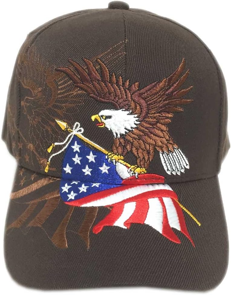 Patriotic USA American Flag Red White Blue Stars Flying Birds Baseball Cap Hat 3D Embroidery