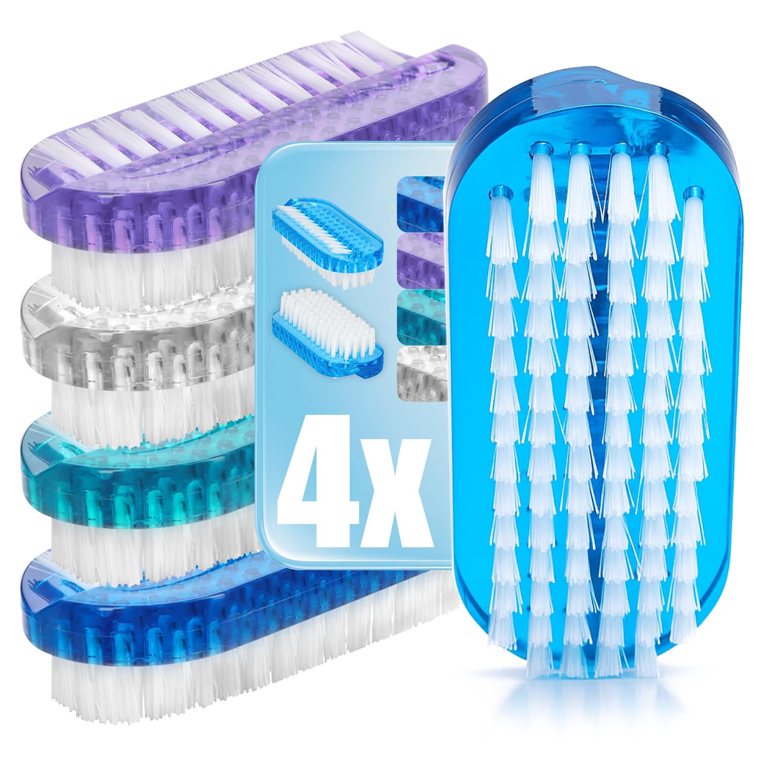 COM-FOUR® 4X Brosse de Lavage des Mains aux Couleurs Vives - brosses à Ongles pour Le Nettoyage des Mains et des Ongles - Brosse de Nettoyage pour Les Mains et Les Ongles (4 pièces - Solide)