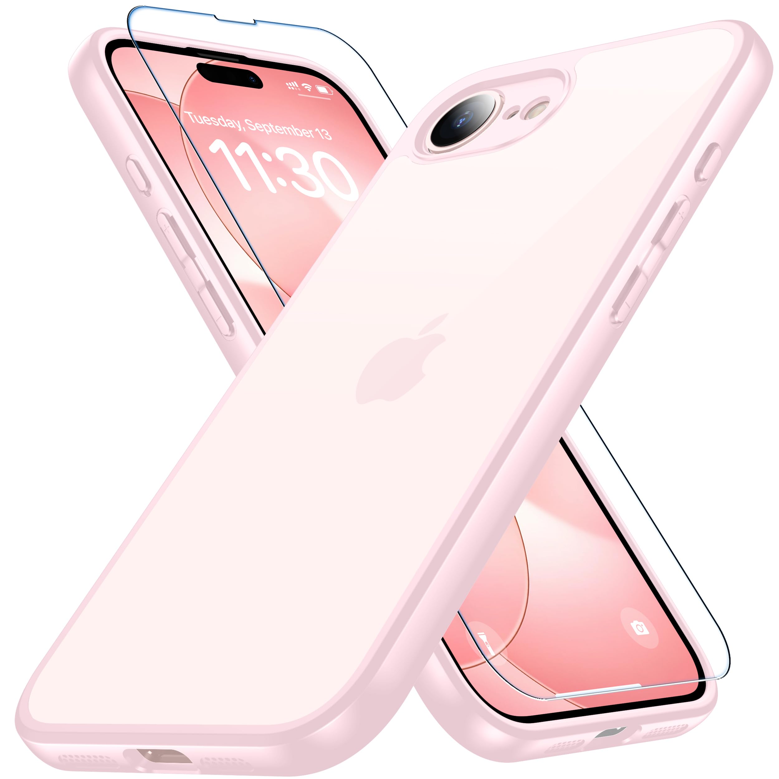 Amazon.co.jp: iPhone 17e/16e 用 ケース ピンク ガラスフィルム付き