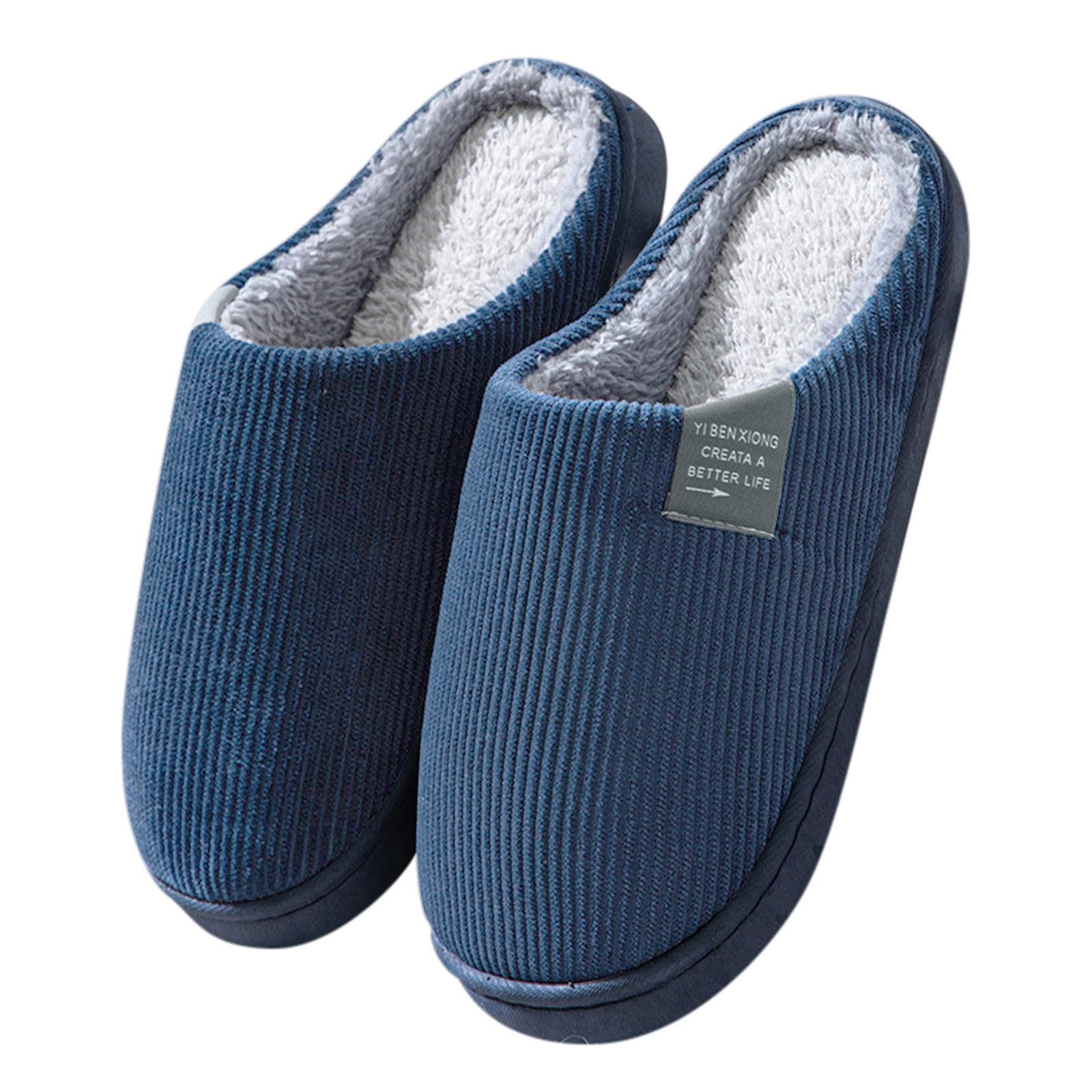 Mens Comfortable Memory Foam Wear-Resistant Anti-Slip Slippers Indoor Outdoor Warm Home Shoes with Arch Support Home Extra Thick