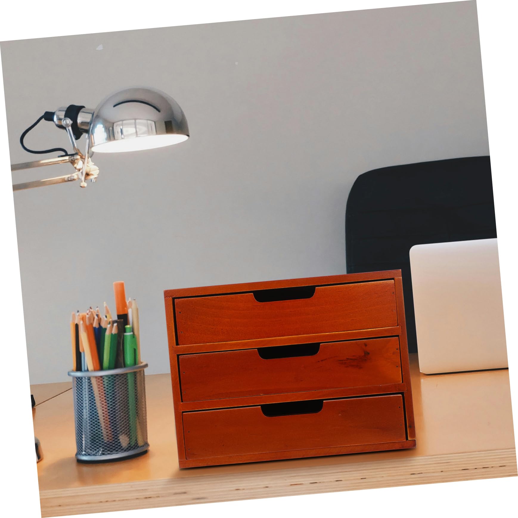 Organizzatore da Scrivania a Cassetti a Tre Livelli in Legno Marrone | Comò e Soggiorno, Facile da Pulire e Usare, Soluzione Multi-livello per Piccoli Oggetti