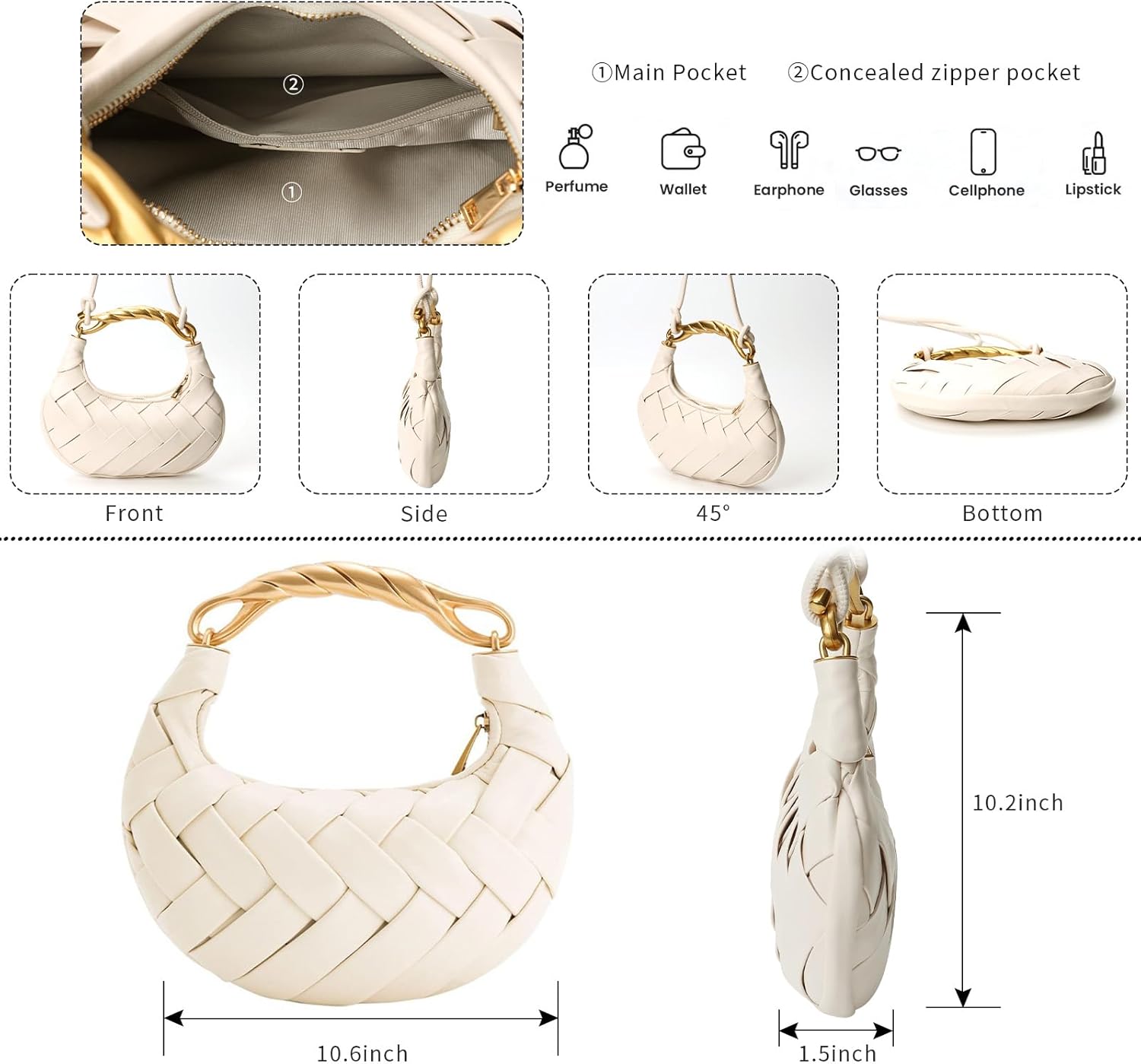 FILDENS Women's Fashion Woven Handbag Crossbody Bag - Image 5