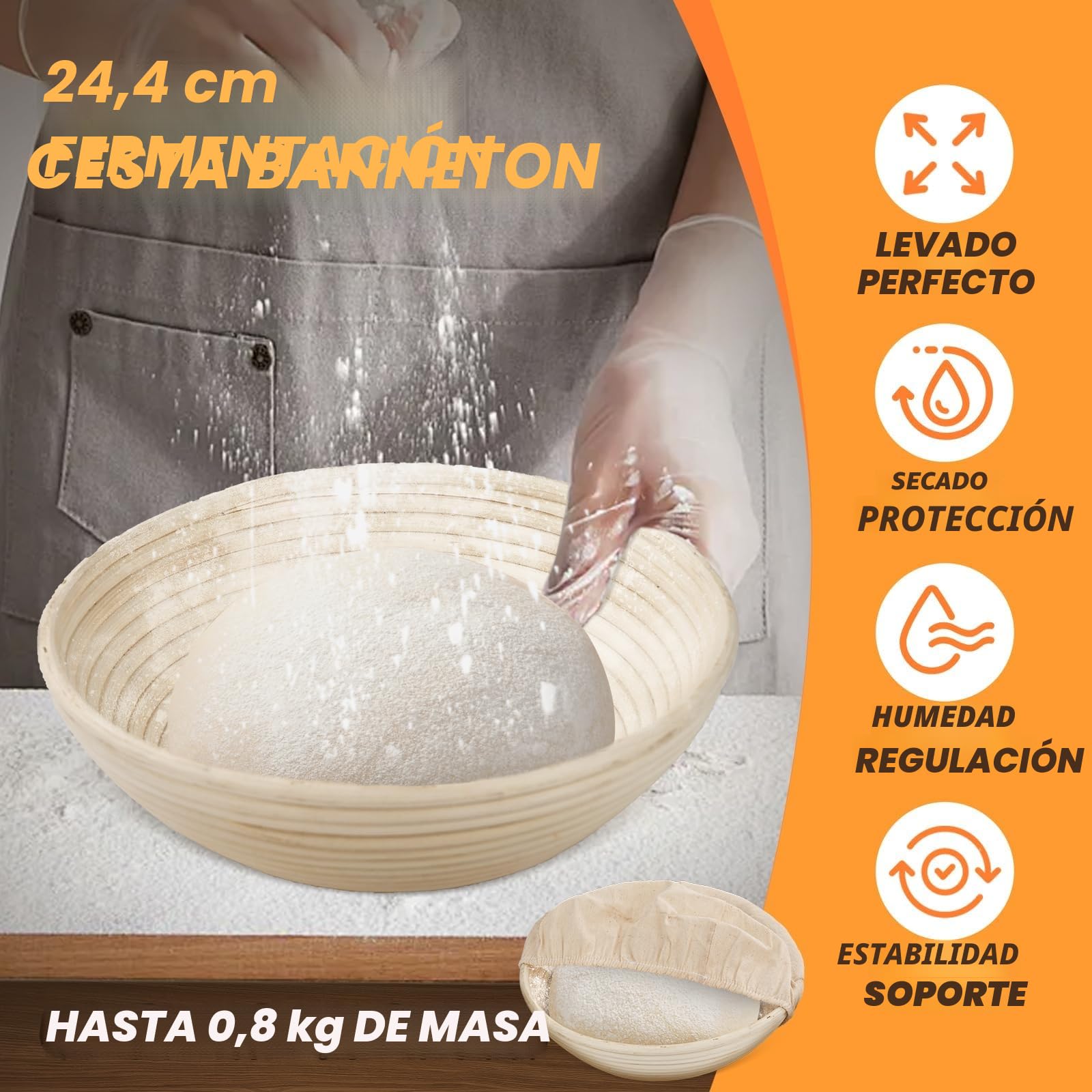 Olla de hierro fundido para hornear pan, cazuela hierro fundido Banneton pan de masa fermentada cesta de prueba de pan de pan de masa fermentada de hornear Suministros, 2 en 1 olla cast iron 4.7L