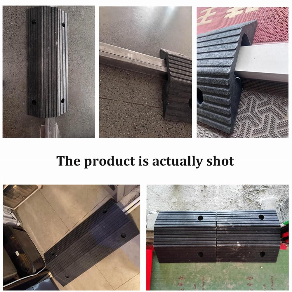 Rampa in gomma per soglie di transizione da 10,2 cm, rampa portatile per ingresso, ad alto carico, scanalatura larga 11,9 cm, nera