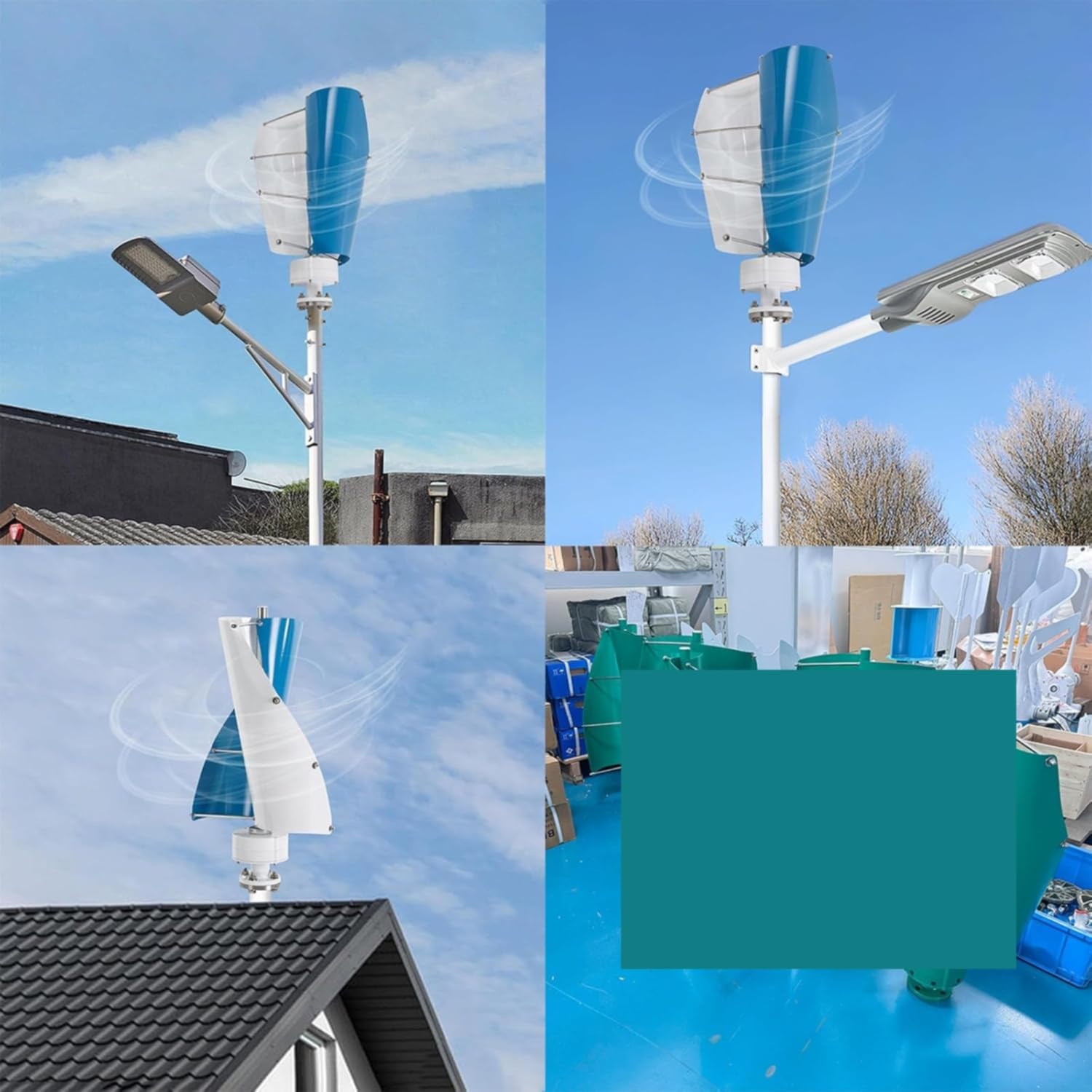 Kit Generatore Trifase con Turbina Eolica Verticale Da 12000 W A Levitazione Magnetica Helix, A-48 V per Alimentazione Domestica E Infrastrutture Stradali.