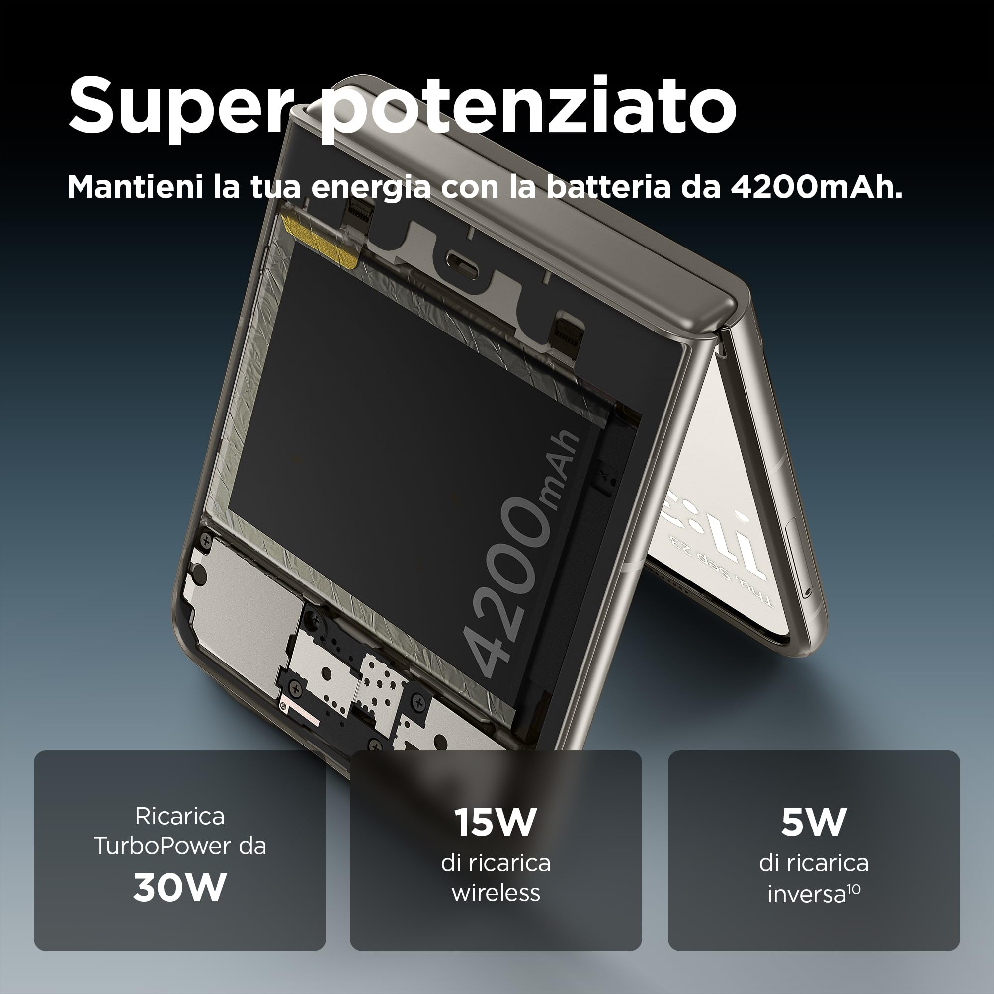 Motorola Razr 50 (8/256GB, AI, display esterno 3.63” pOLED, interno 6.9" pOLED, 50+13MP, selfie 32MP, MediaTek Dimensity 7300X, 4200mAh, ricarica 33W, wireless 15W, Dual SIM, Android 14) Beach Sand