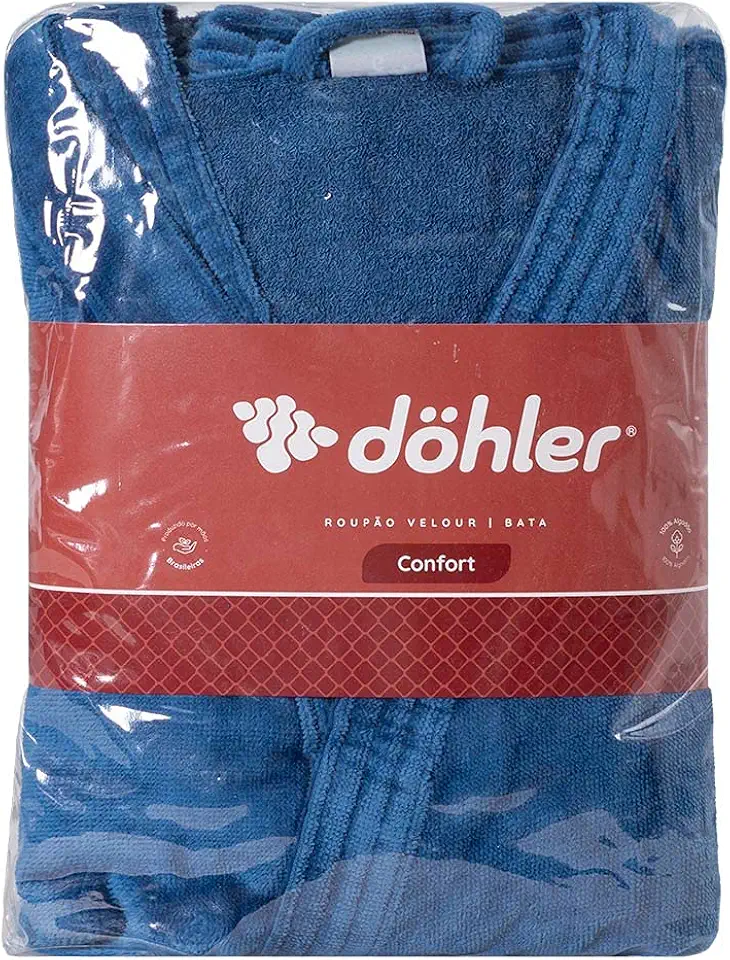 Roupão Masculino Quimono Manga 3/4 Dohler Azul