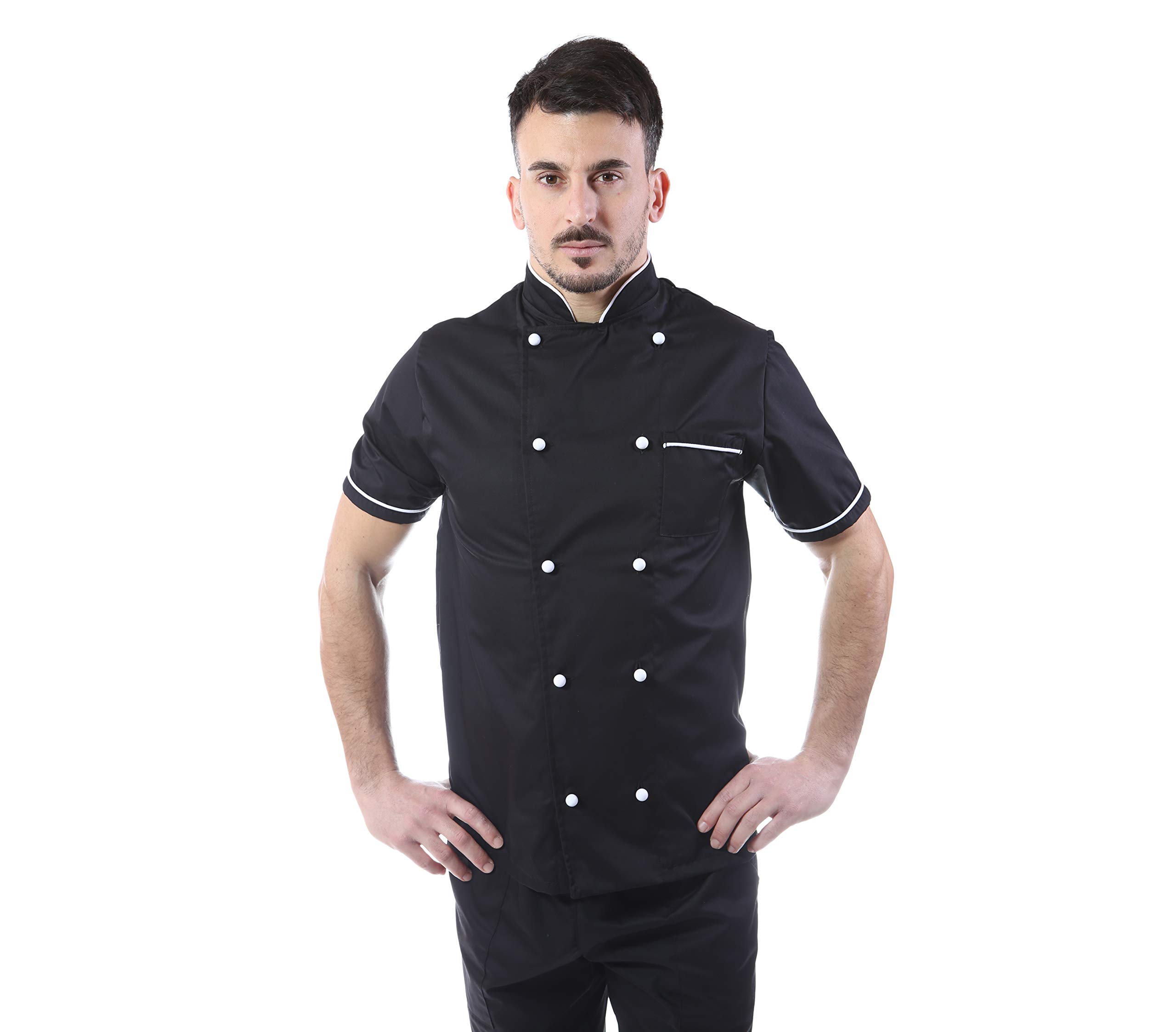 Ricamo Gratuito - Completo Cuoco - Vari Colori - Divisa Chef - 100% Cotone - per Uomo e Donna - 4 PZ - Giacca Pantalone Davantino Bandana - per Cucina e Ristorante - Made in Italy