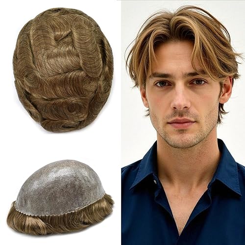 Poly Hair System for Men Toupee Real Human Hair Replacement