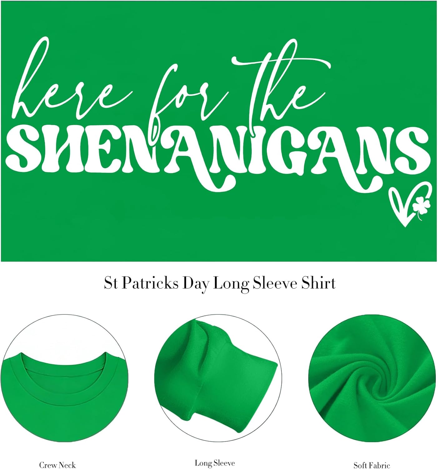 St Patricks Day Shirt Women Lucky Shamrock Shirts Green Clover Graphic Long Sleeve St Patrick's Day Tee Irish Top - Image 5