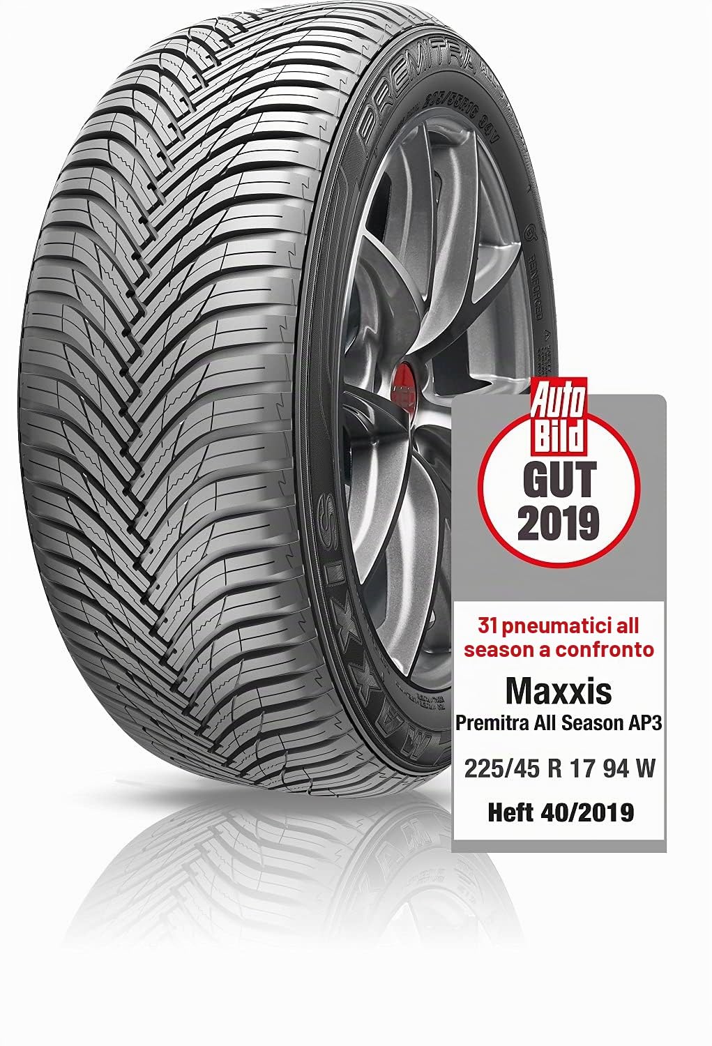 MAXXIS Premitra All Season AP3 XL – 225/45R17 94W – C/B/70dB – Pneumatici per tutte le stagioni
