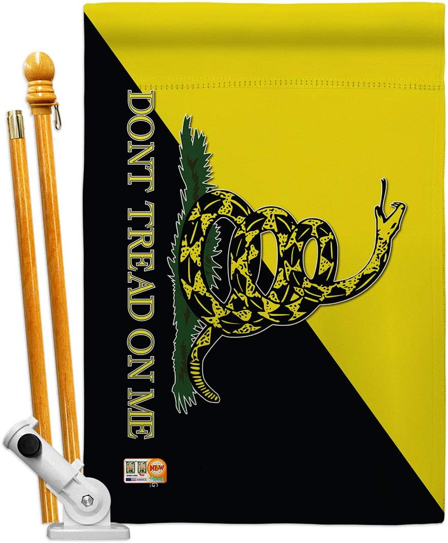 Gadsden Anarcho Capitalist House Flag Americana US Historic July Memorial Veteran Independence United State American Small Decorative Gift Yard Banner Double-Sided Made In USA 28 X 40