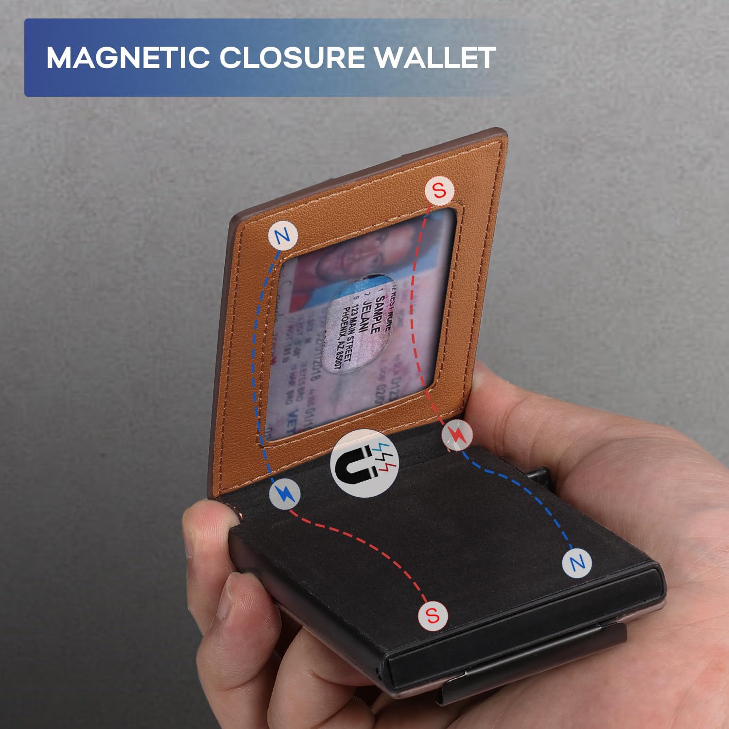 Zitahli Slim Wallet for Men, Pop Up Metal Wallet with Money Clip & ID Window, RFID Blocking Credit Card Holder, Bifold Card Wallet Holds Up to 9 Cards Plus 8-10 Bills, Gifts for Men - Image 7