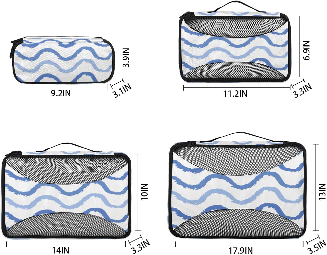 Wave Blue 4 Set Packing Cubes Packing Cubes for Women Lightweight Travel Essential Bag Clothes Carry on Suitcase Bags for Accessories Essentials