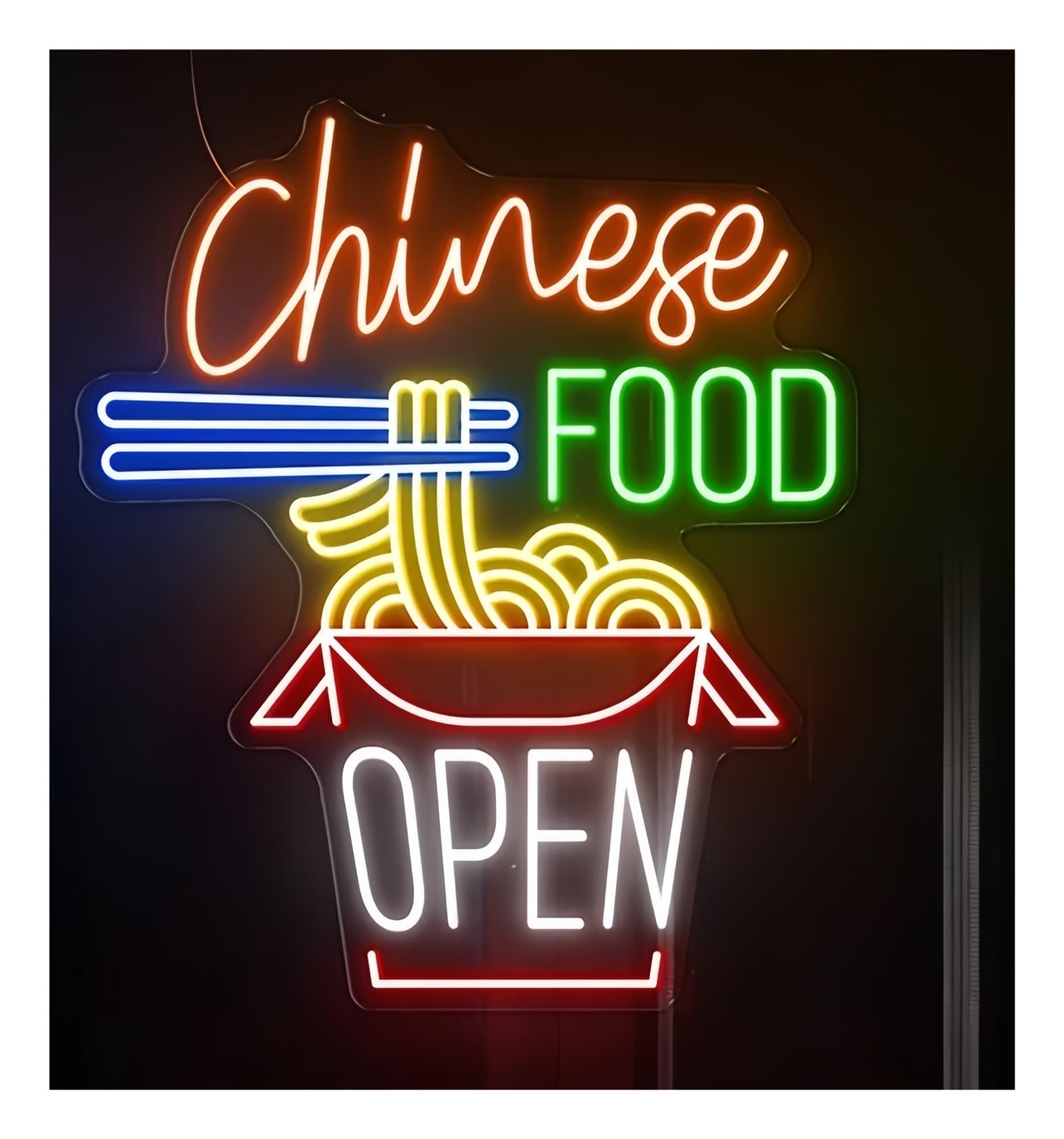 Shouxi G Sign Lamp Chinese Food Open Neon Sign Ramen Bowl Noodles Restaurant Kitchen Bar Decoration Business 60Cm(G)