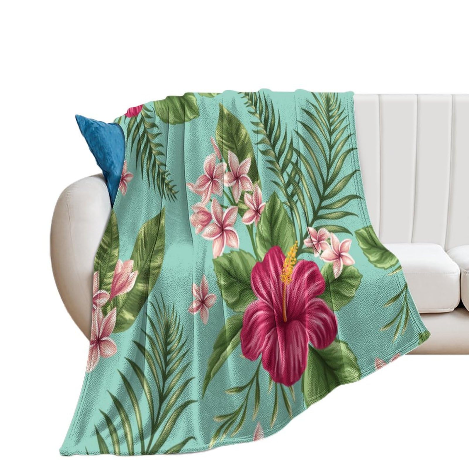 Couverture en flanelle imprimé marbre et éléments de la nature pour intérieur élégant