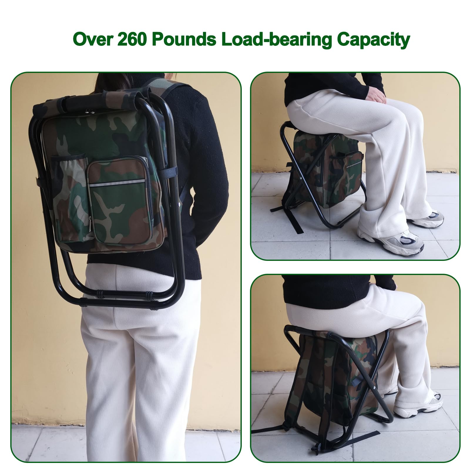 Sgabello da campeggio, sedia refrigerante, portatile, per escursionismo, caccia, leggero, pieghevole, con borsa termica, per campeggio, pesca, caccia, escursionismo, schizzi all'aperto,