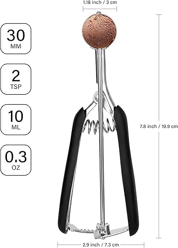 Vista 85 de Cuchara para galletas de 3.5 cucharadas, cuchara de helado con gatillo de pulgar, masa de galletas, cuchara de melón de 2.165 in, agarre cómodo