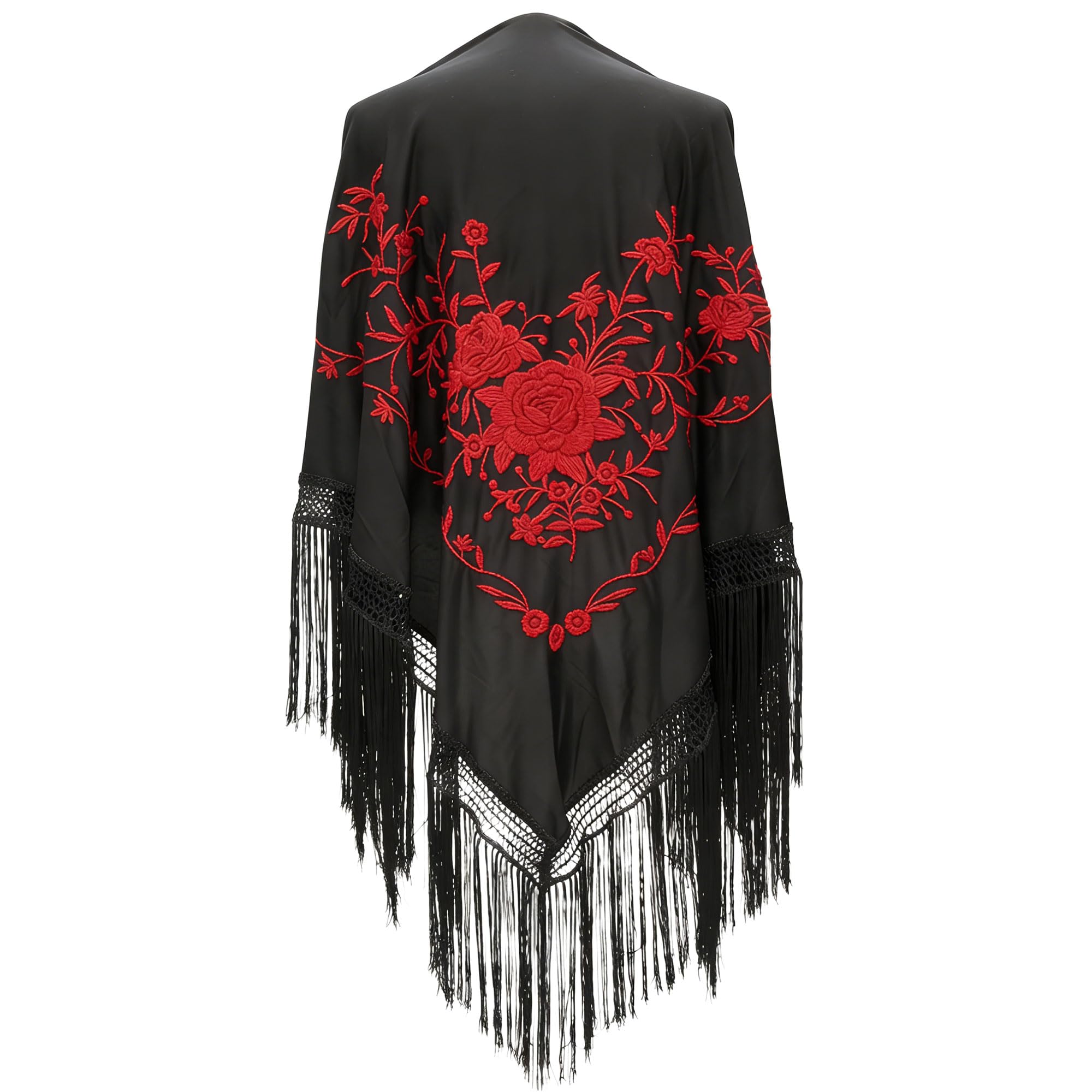 Wildarms Mantón de Sevillana Bordado con Flecos para Flamenco Feria Disfraz Baile Tradicional Mujer — view 23