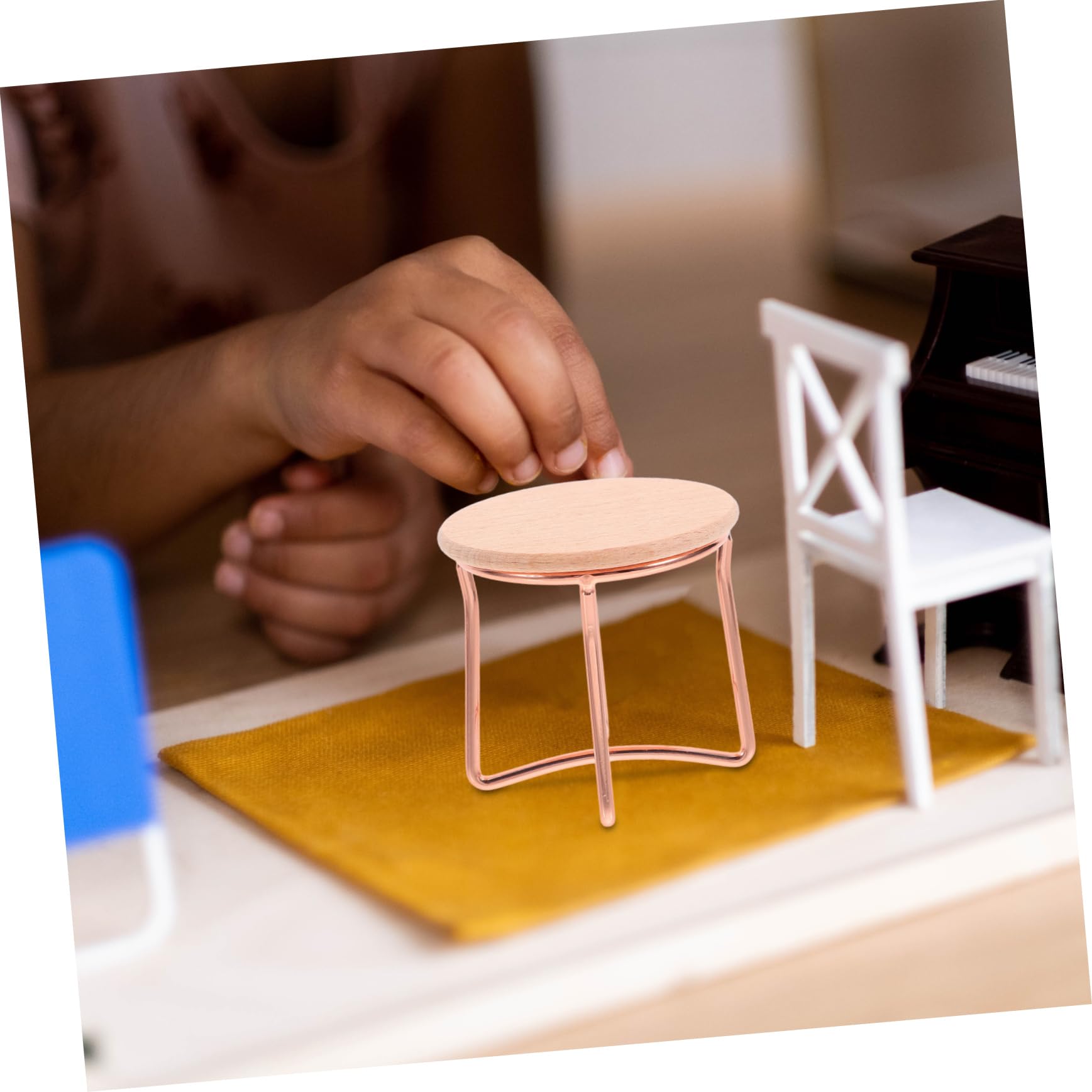 KONTONTY Miniature Tea Table 1 12 Scale Wooden Dollhouse Furniture Mini End Table for Dollhouse Decoration and Mini House Accessories - Image 4