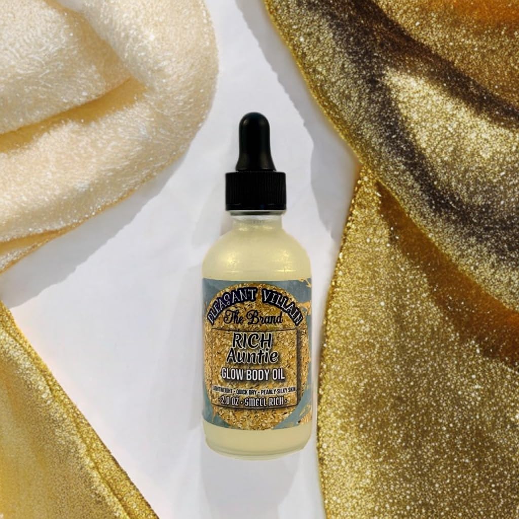 Rich Auntie Scented Glow Body Oil Pearlescent Shimmer, Silky Soft, Radiant and Moisturizing