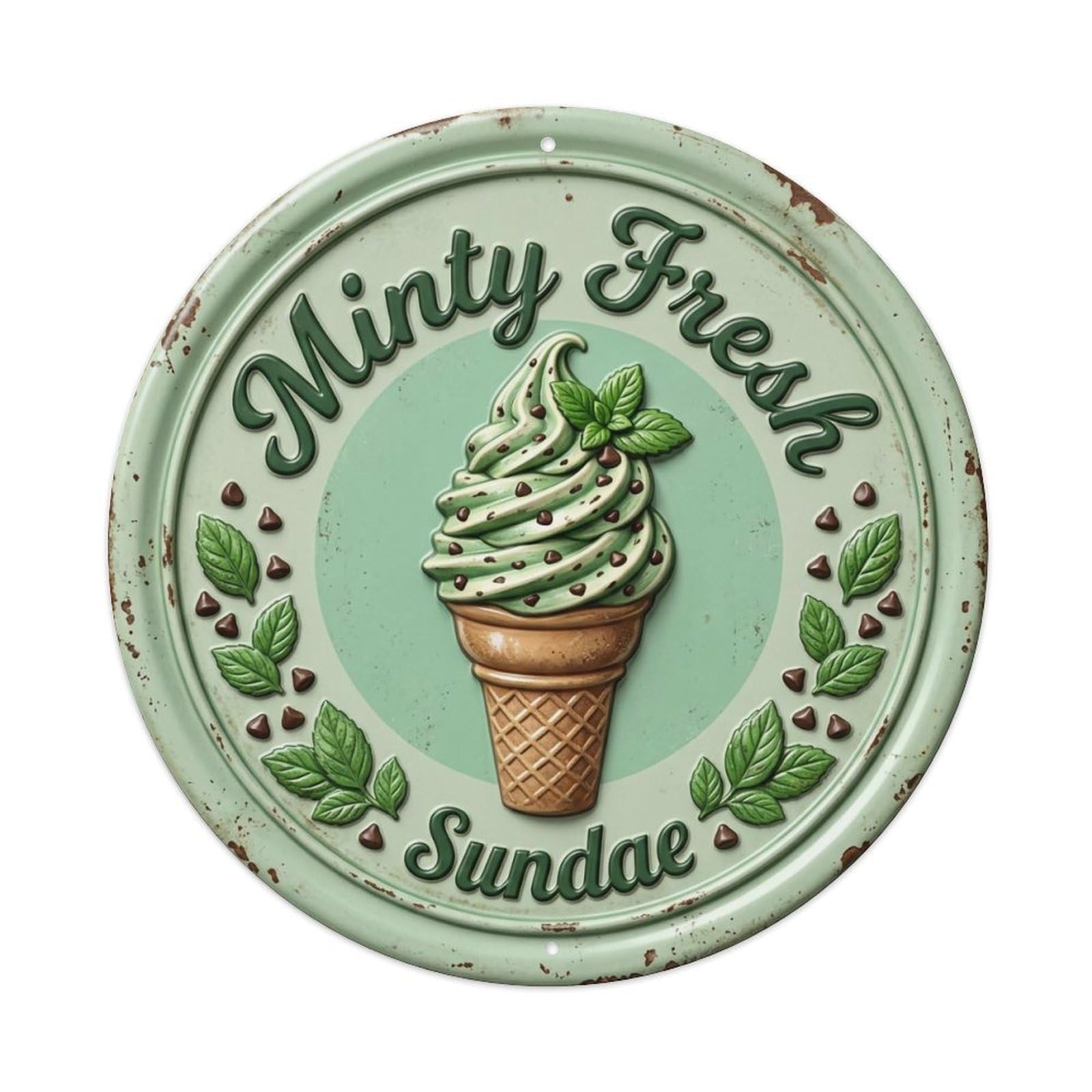 Minty Fresh Sundae Vintage Metal Tin Sign