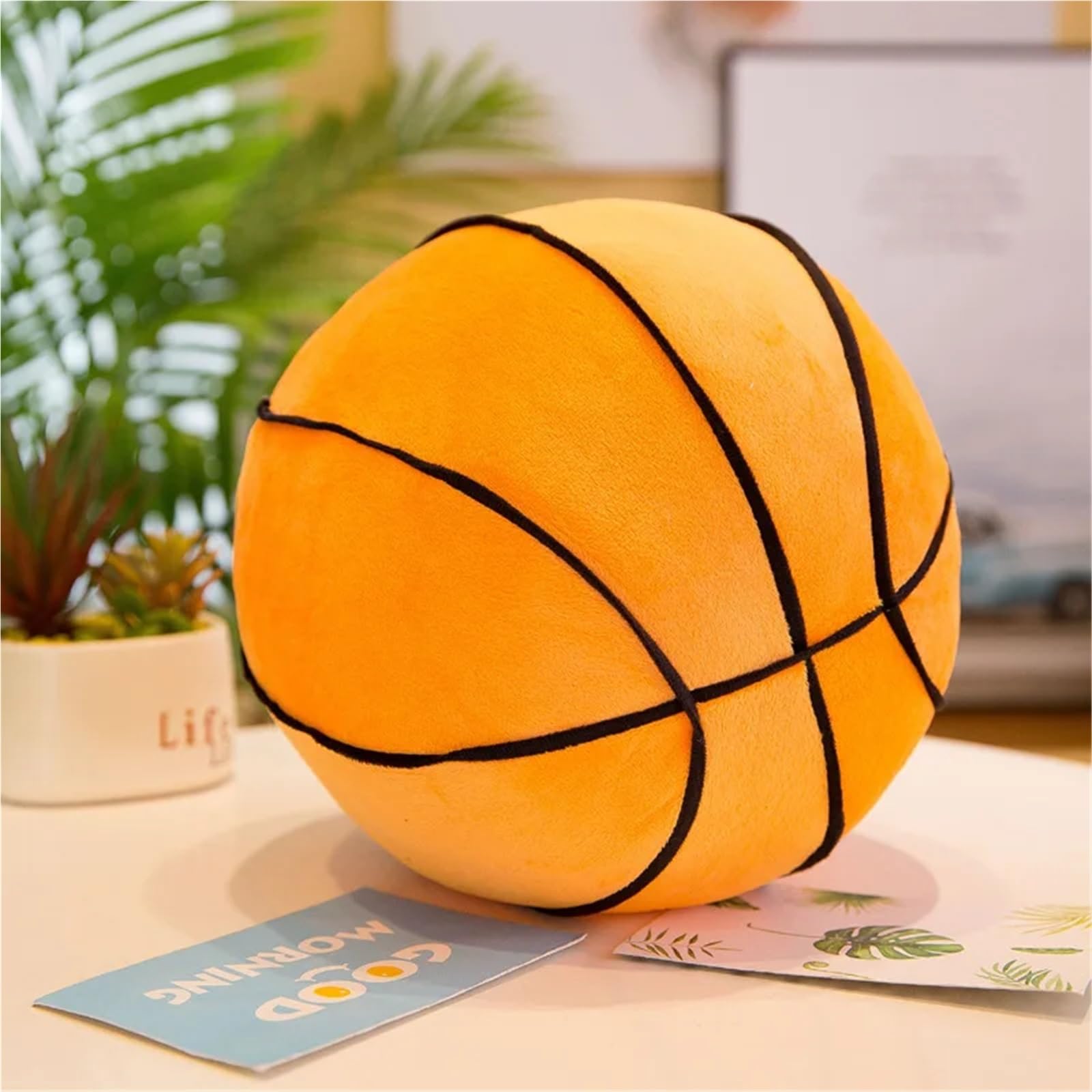 GIYXHU Creative Spherical Cushion Simulated Football Basketball Plush for Sofa(Basketball 28cm)