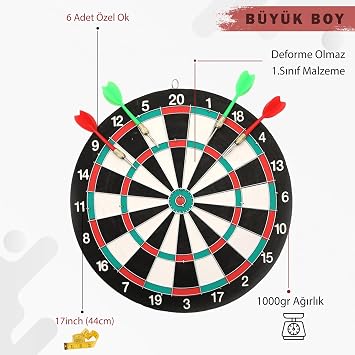 Profesyonel Dart Seti 20 Bölmeli 4 Oklu Oyun ve Hedef Tahtası