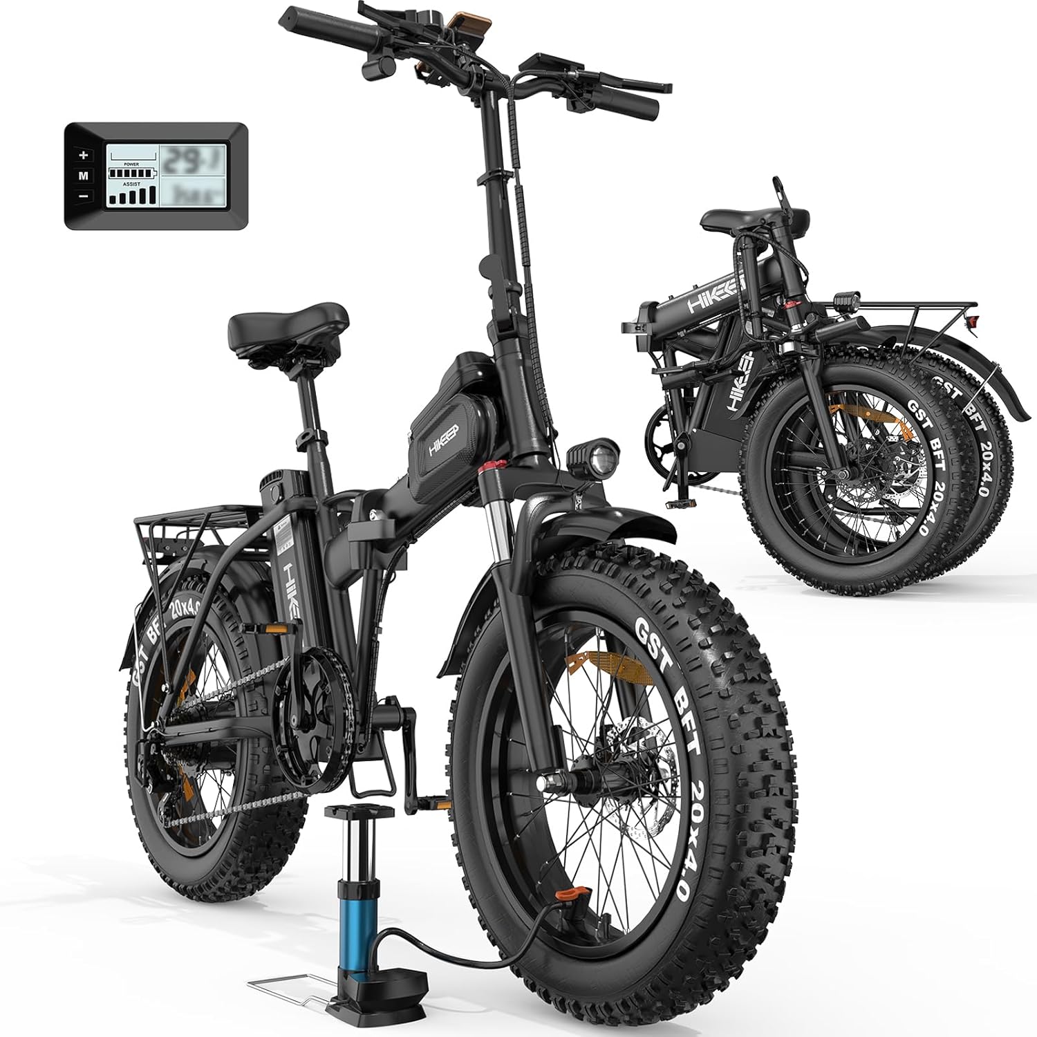 48V 25AH Fat Tire Electric Bike for Adults, UL2849 Certified 90% Pre-Assembled Folding E-Bike with Removable Battery & Cargo Rack