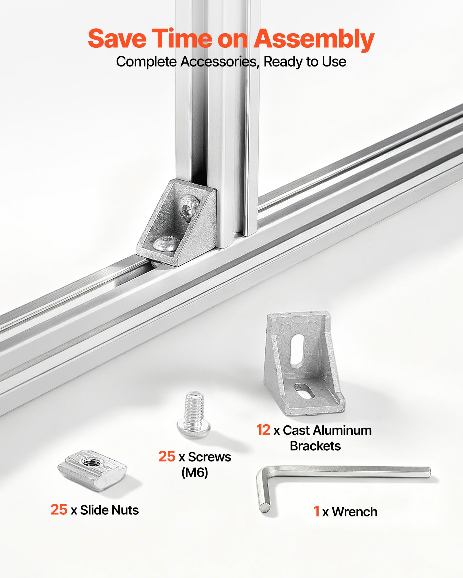 VEVOR 3030 Aluminium Profile 12 Stk. 2 m, Eloxierte T-Nut-Aluprofile nach EU-Standard, Hochfestes Strangpressprofil, Aluminiumschiene für 3D-Druckerteile, CNC-DIY-Werkbänke und Montage, Silber