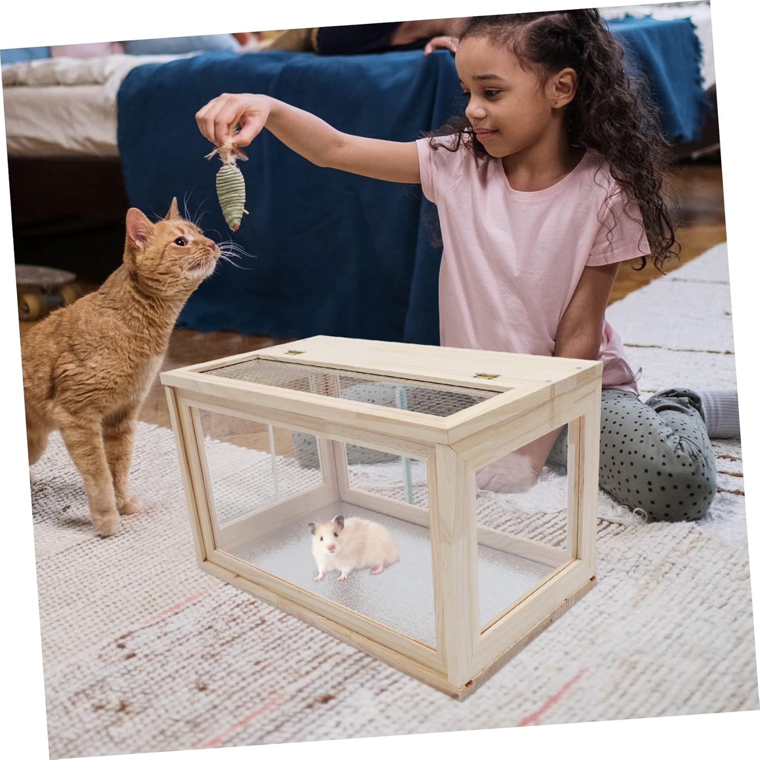 Pet Hamster House Wooden Villa Hideout for Small Animals Easy to and Maintain Habitat for Hamsters Play Toy and Small Reptiles