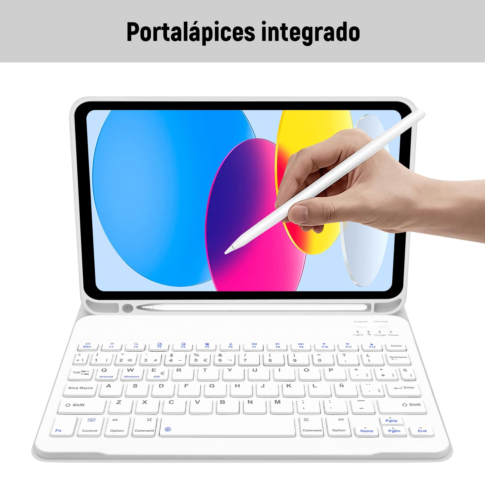 Lielax Funda Teclado para iPad 11.ª Gen (A16) / 10.ª Generación (11/10.9 Pulgadas) 2025/2022, Bluetooth Inalámbrico Desmontable Español Ñ Teclado para iPad 10/11 Gen, Gris