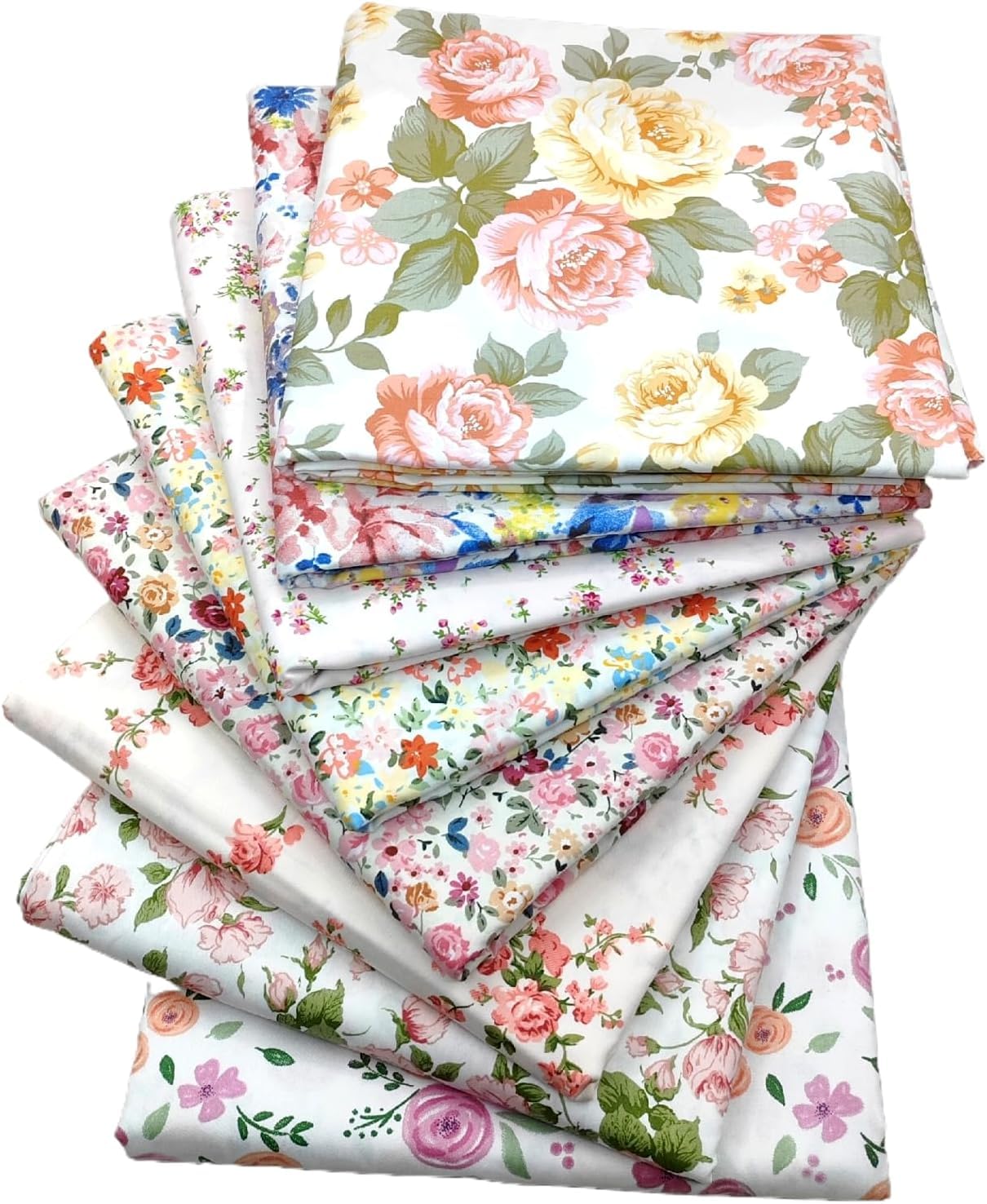 DIFEIUKI パッチワーク 布 8枚セット カットクロス 花柄 生地 布 北欧 きれいな薔薇柄 プリント はぎれ布セット 100%コットン生地 DIY 手作り 手芸用 縫製用 ハンドメイド 50*40cm