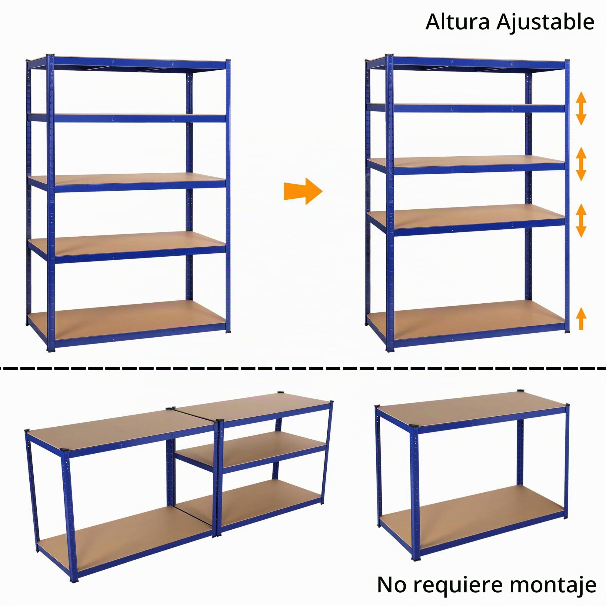 Yaheetech Estantería de Almacenaje 5 Niveles 180x120x60cm Carga 875kg Azul | Estante Garaje Carga de 875 kg Estantería Metalica Grande para Almacenaje Trastero Idustrial Metal
