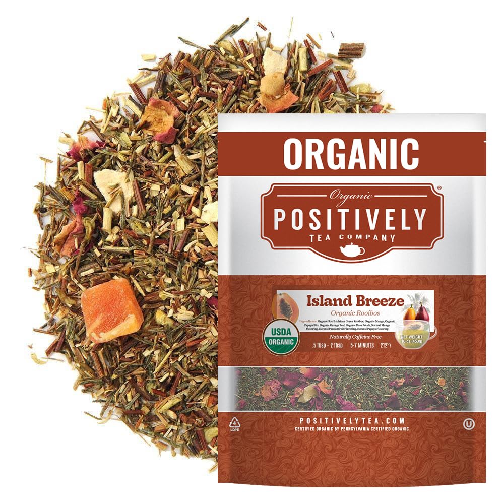 Organic Positively Tea Company, Island Breeze Rooibos Tea, Loose Leaf, 16 Ounce