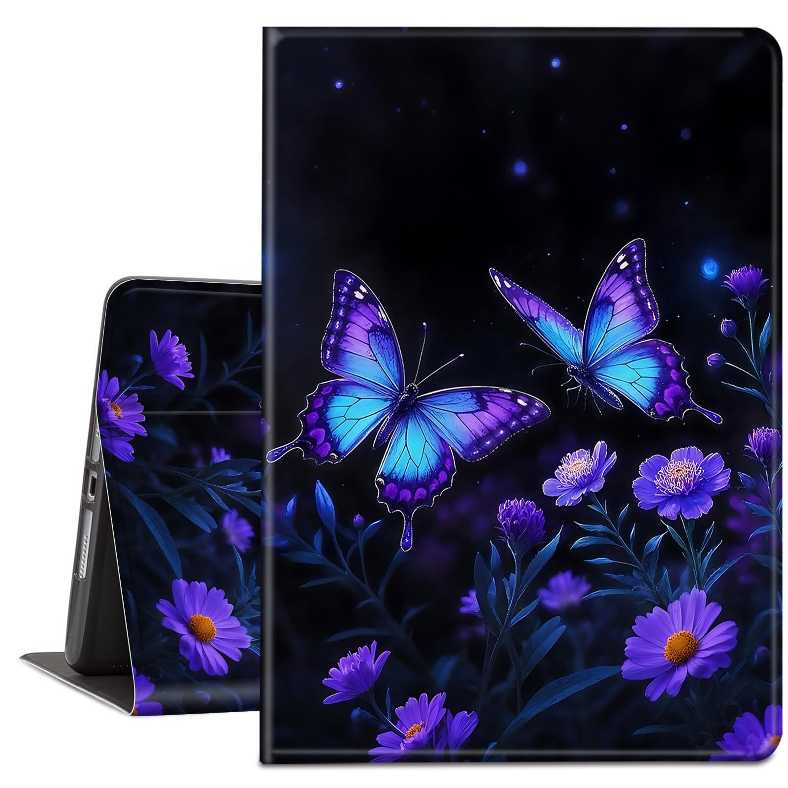 Étui pour Kindle Paperwhite 12ème génération 7" & Kindle ColorSoft Signature Edition - Cuir PU avec mise en veille/réveil automatique - Housse de protection fine et légère - Papillon Fleur