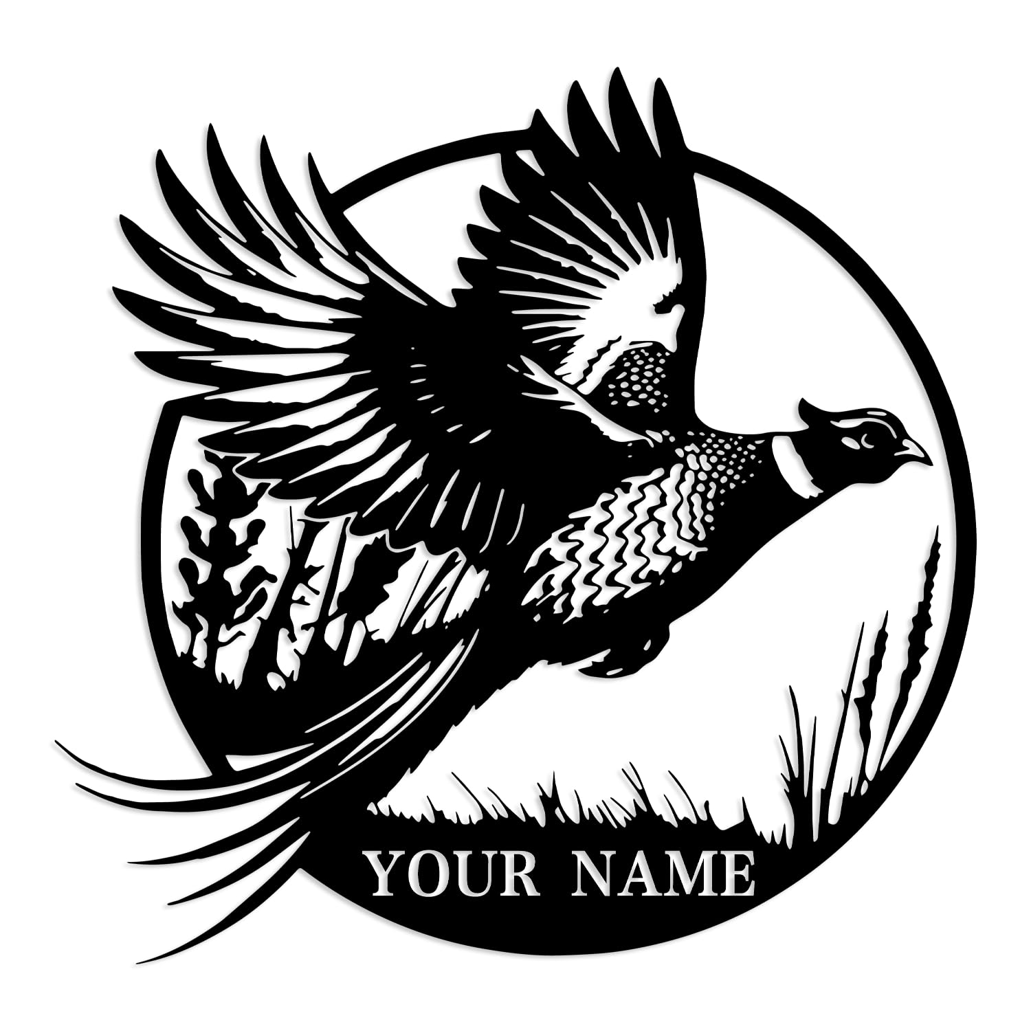 Kissesuu Pheasant A Personalized Pheasant Metal Wall Art, 12 Inches X 12 Inches, Custom Text, Wall Mount, Rustic, Animal, Bird, Decorative Signs