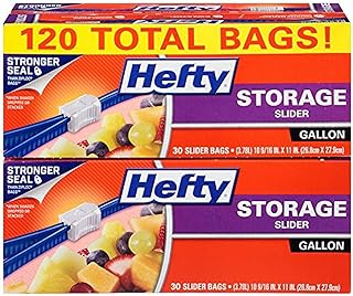 Hefty Slider Storage Bags, Gallon Size, 30 Count (Pack of 4), 120 Total