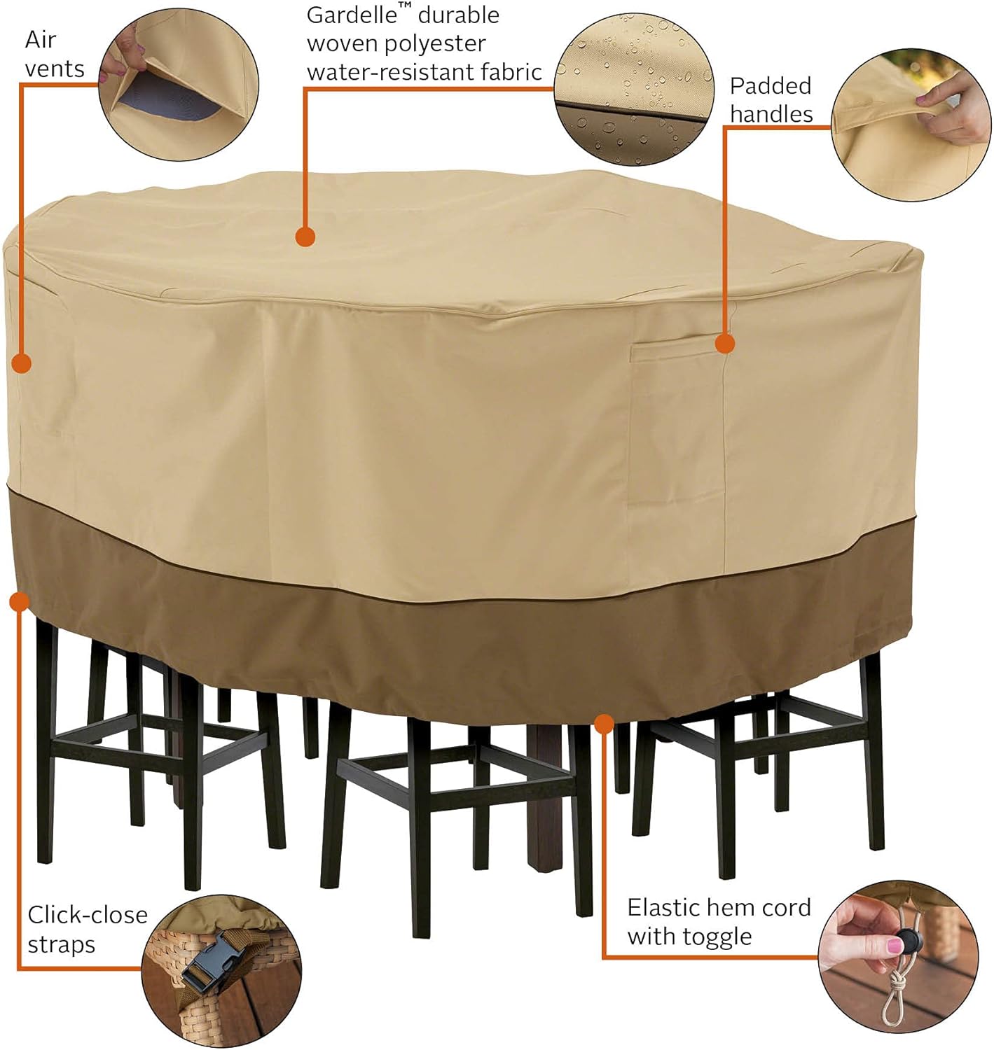 Classic Accessories Veranda Water-Resistant 94 Inch Tall Round Patio Table & Chair Set Cover, Outdoor Table Cover : Patio, Lawn & Garden