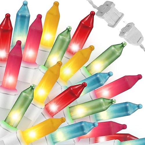 Miniatura 27 de LAMPHOME Juego de luces de Navidad superbrillantes extensibles de color blanco cálido, 100 luces de 19.6 pies, con certificación UL, mini luces para