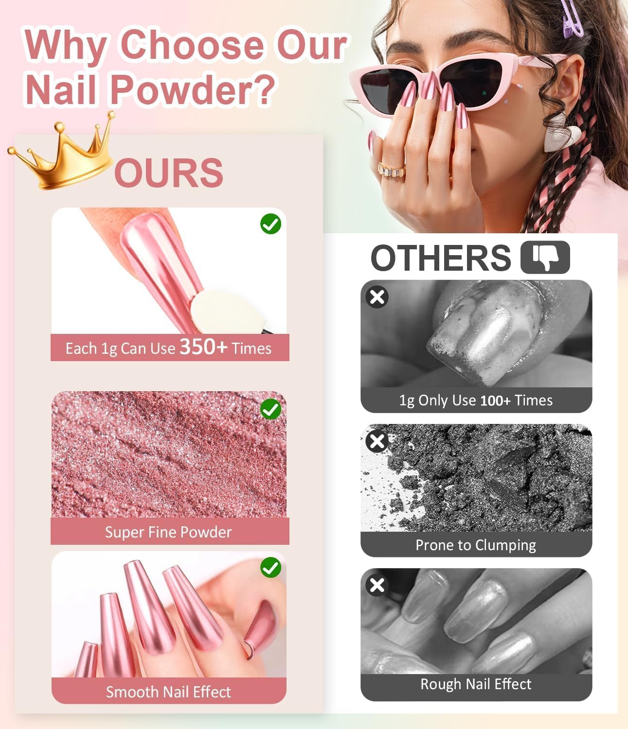 6PCS Chrome Ongles Super Miroir, Poudre Holographique Métal Vernis Gel, Effet Doré Iridescence Aurore Nacrée Pigment, Décoration Salon DIY Nail Art