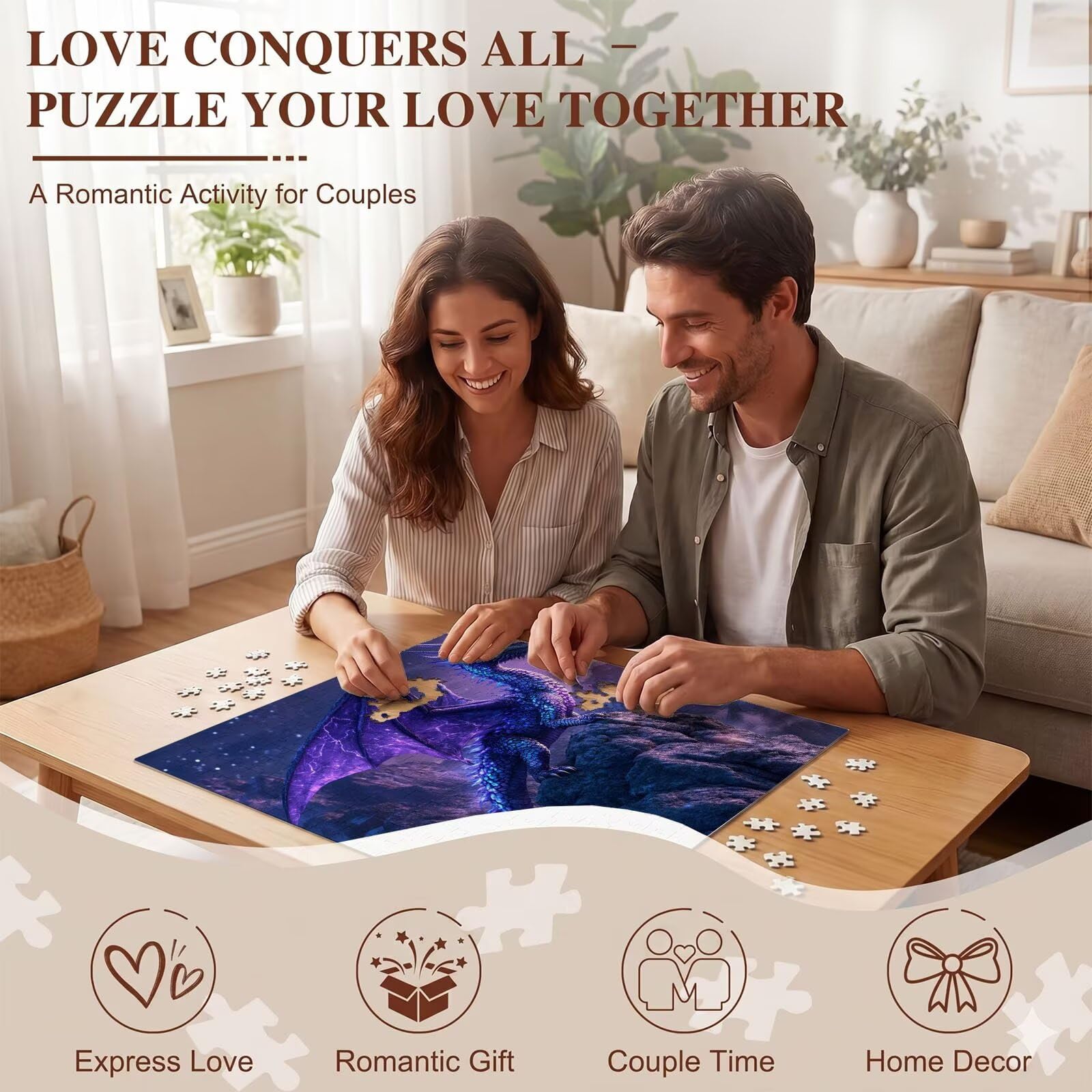 drago sogno Puzzle 1500 Pezzi per Adulti, Puzzle in Legno - Collezione Classica con Poster Incluso - Sfida di Concentrazione e Passatempo Antistress, Gioco Educativo per Famiglia, 87 x 57 cm f0-634