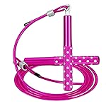Jump Rope, Wastou Speed Jumping Rope for Training Fitness Exercise, Adjustable Adults Workout Skipping Rope for Men, Women, Kids, Girls (Pink-B)