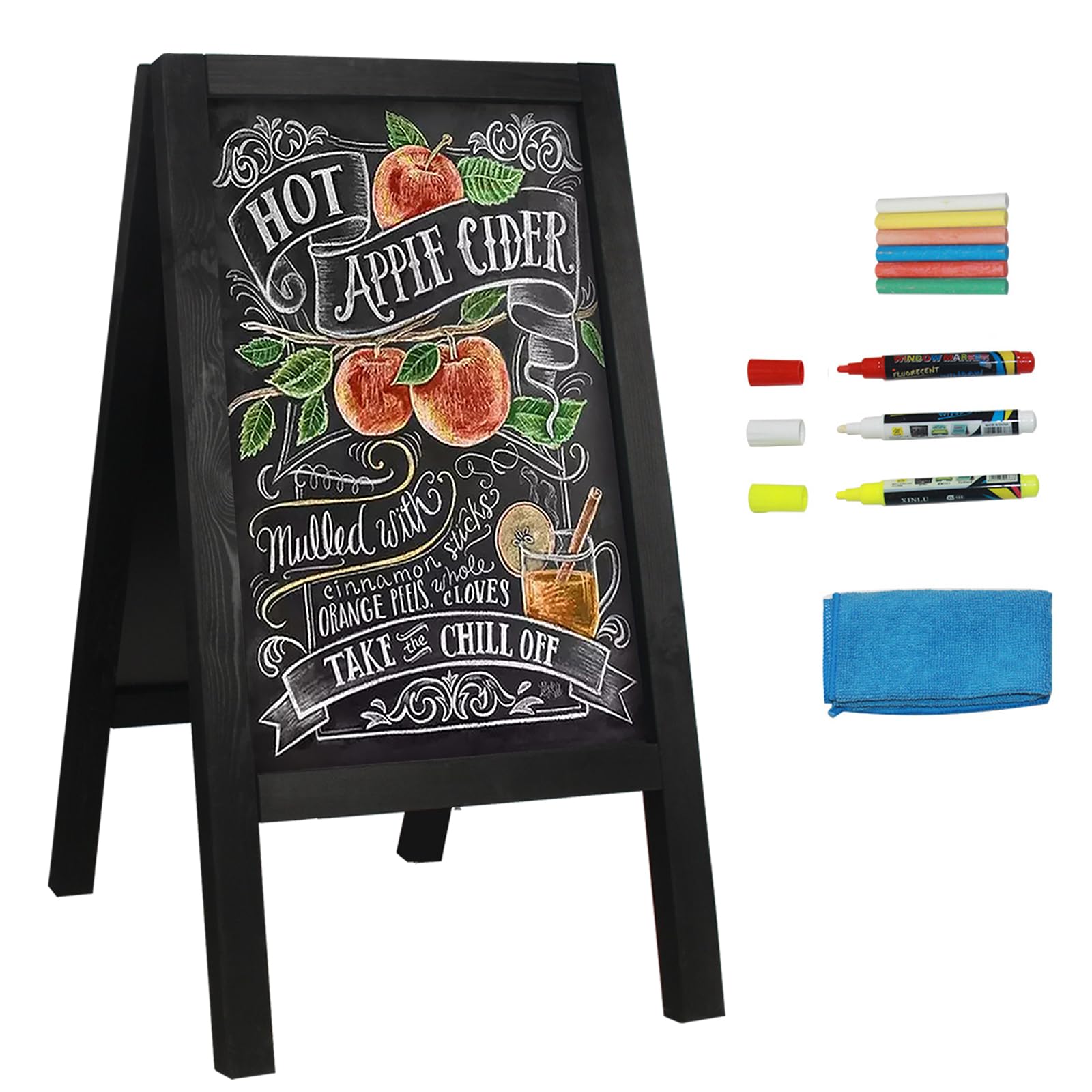 Chalkboard Sign 40x20'' Double-Sided Display Chalk Board Signs A Frame Chalkboards with Liquid & Solid Chalk for Cafeteria Street Party Restaurant