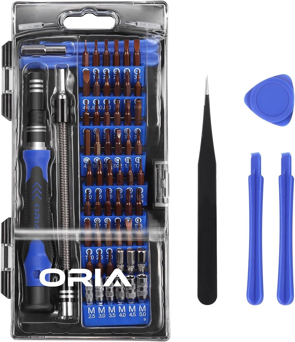 ORIA Screwdriver Set, 64 in 1 Precision Screwdriver Kit with 56 Bits, Driver Kit, Professional Repair Tool Kit, Flexible Shaft Smartphone, Game Console, Tablet, Blue