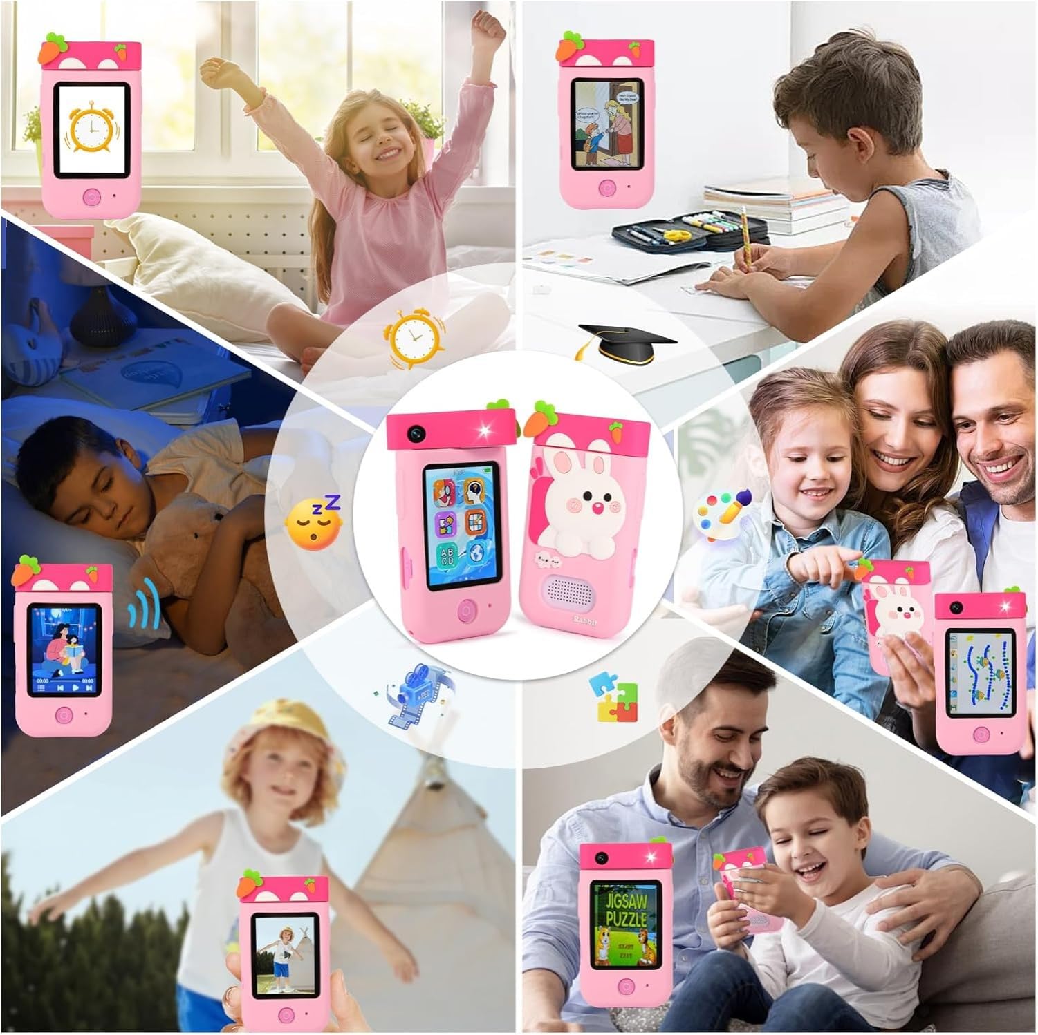 ARNSSIEN Macchina Fotografica Bambini, 180° Obiettivo,Video 1080P con Custodia Silicone, fotocamera per bambini per 3 4 5 6 7 8 anni, ragazze, ragazzi, regalo di Natale e compleanno per bambini, A200