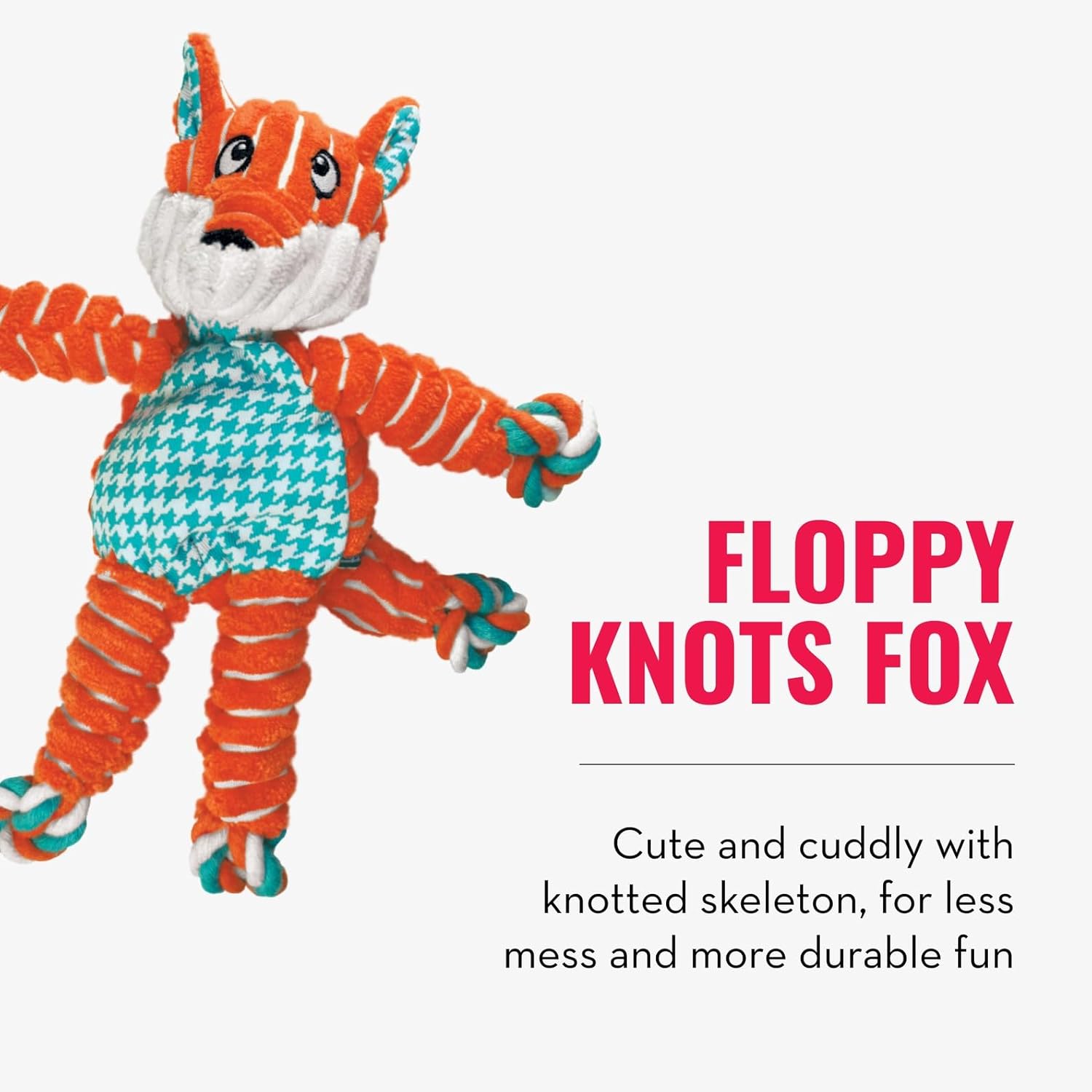 KONG Floppy Knots & Signature Balls (2 Pack) - Knotted Dog Toy Entices Play & Satisfies Instincts - Dog Supplies with Minimal Stuffing - Strong Dog Toy Balls for Fetch - Fox, for Large Dogs