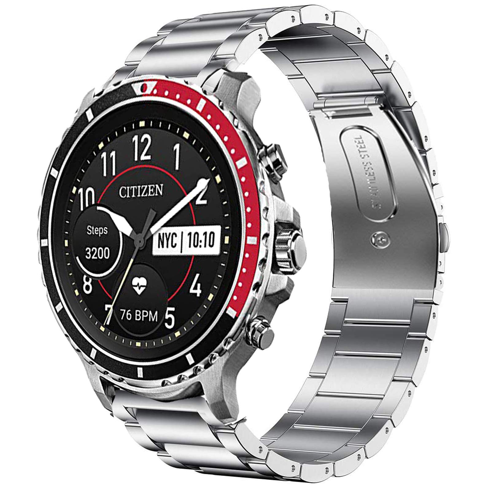 Compatible with Citizen CZ Bands, onetuo Stainless Steel Metal Replacement Straps Compatible for Citizen CZ Smartwatch